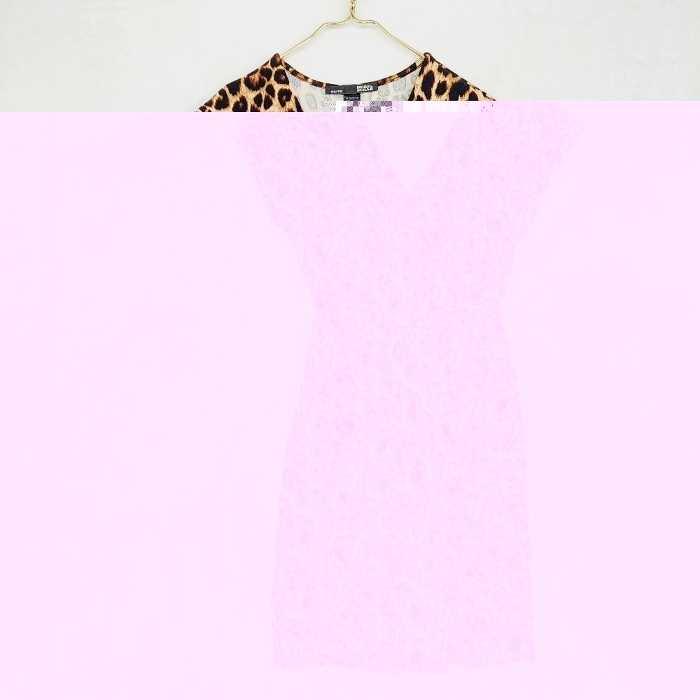 Rebel Sugar Leopard Print V Neck Waist Tie Summer Midi Dress P4024